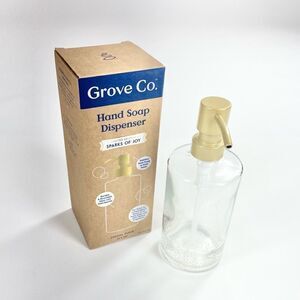Grove collaborative sparks of Joy hand soap dispenser clear gold 13.5